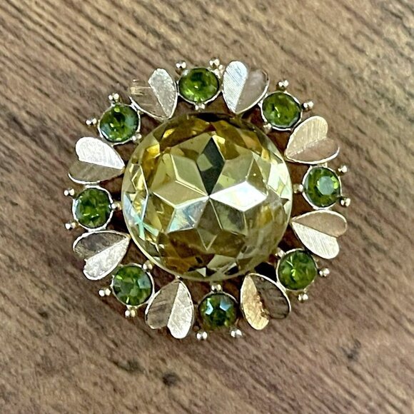 Vintage 1970s Avon Sun Brillant Brooch Convertible Pendant Gold Tone Rhinestone - Picture 3 of 5